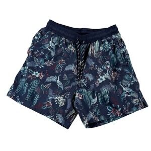 Greyson Swim Trunks Mens M Night Lurk Heron Print Blue Performance Shorts NWOT
